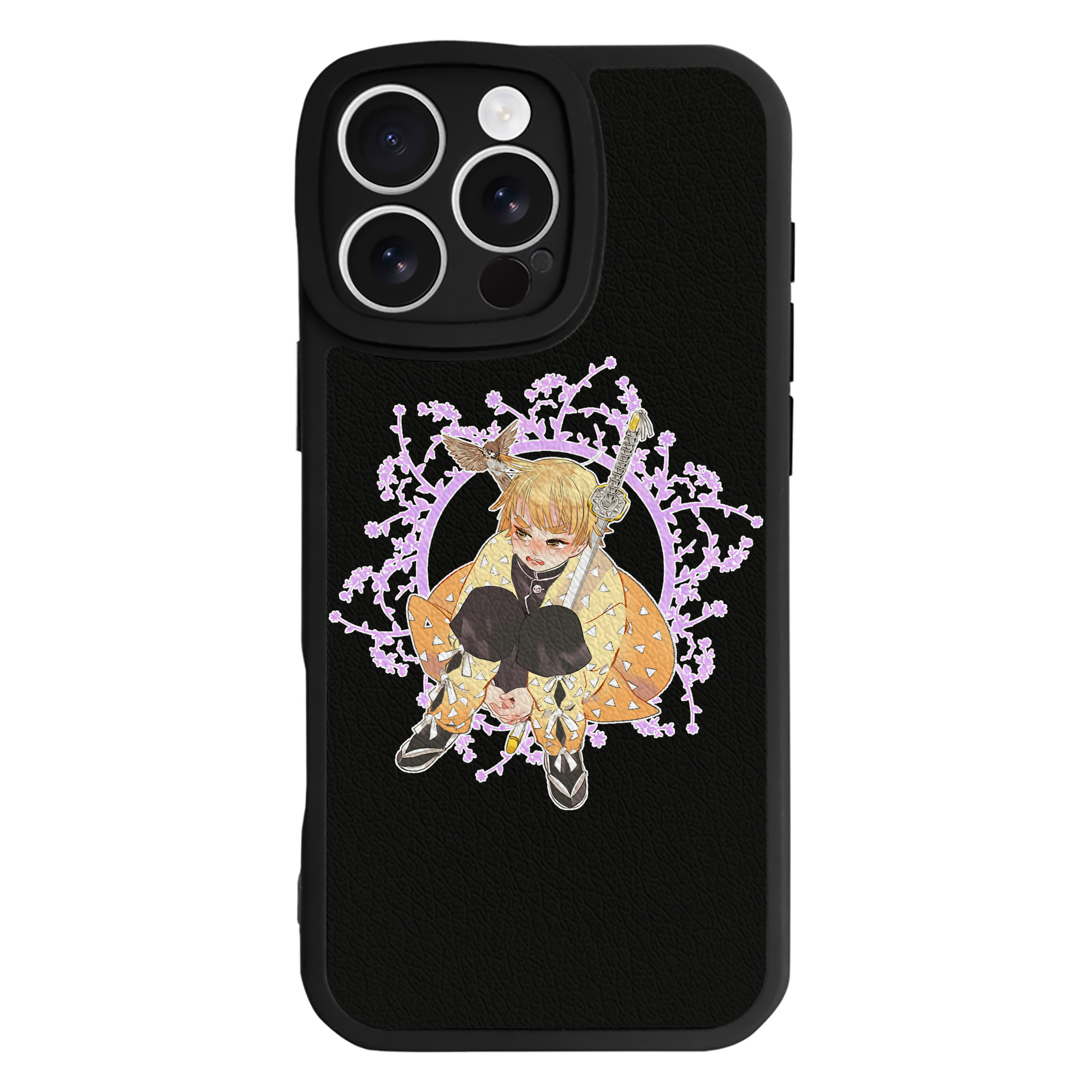 （画像用） 鬼滅の刃（きめつのやいば）我妻 善逸／あがつま ぜんいつ Agatsuma Zenitsu 【iPhone 16シリーズ対応】シリコンスマホケース（レザー調） 材質：シリコン